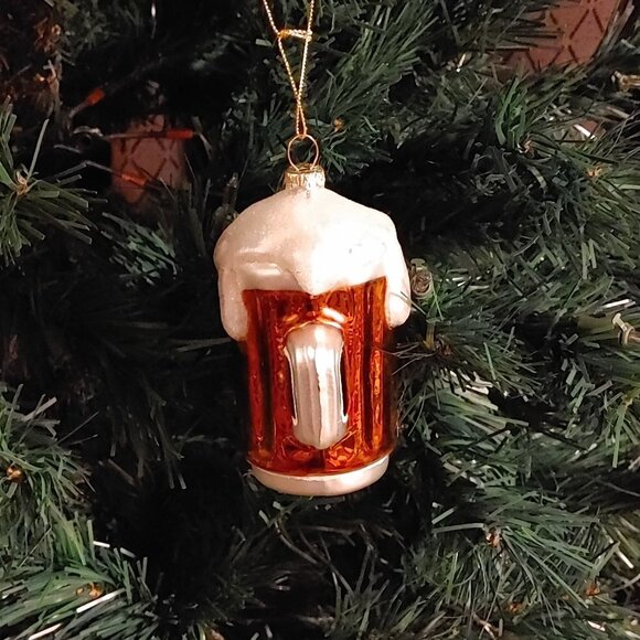 Beer Stein Glass Ornament Christmas Beer Ornament Frothy Foam Topper - Picture 2 of 6